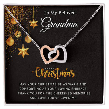 To My Beloved Grandma - Cherished Memories - Christmas Gift - Interlocking Hearts Necklace