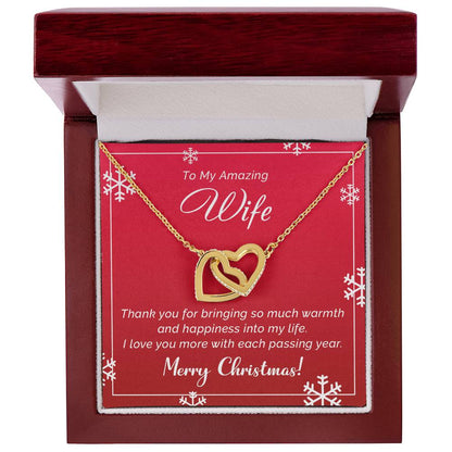 To My Amazing Wife - Happiness - Christmas Gift - Interlocking Hearts Necklace