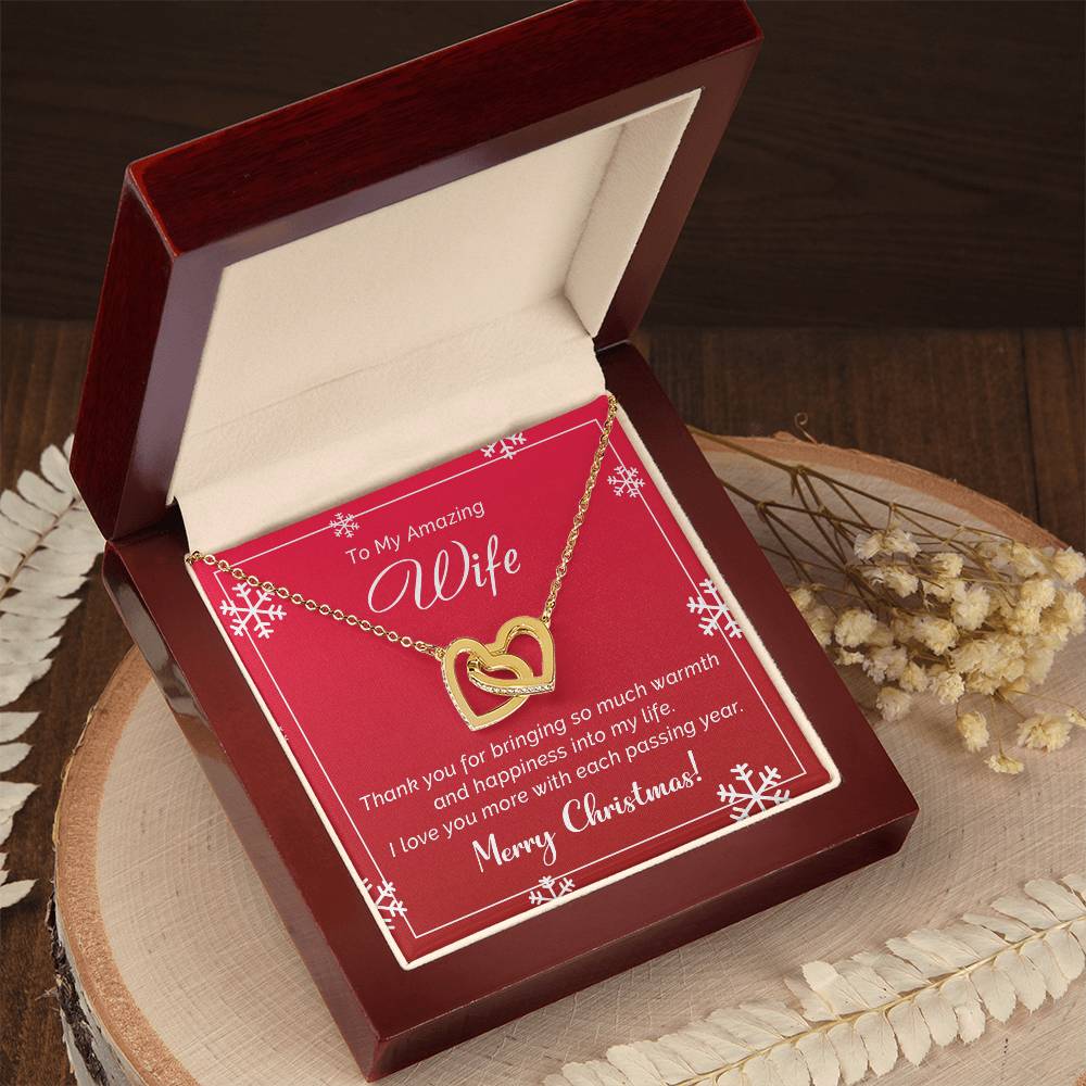 To My Amazing Wife - Happiness - Christmas Gift - Interlocking Hearts Necklace