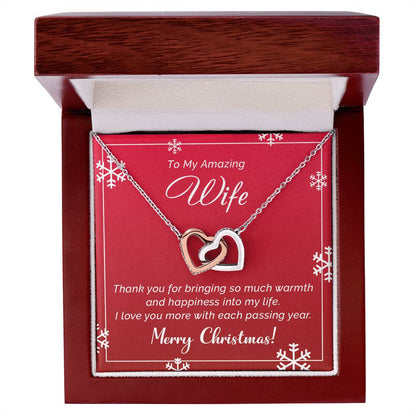 To My Amazing Wife - Happiness - Christmas Gift - Interlocking Hearts Necklace