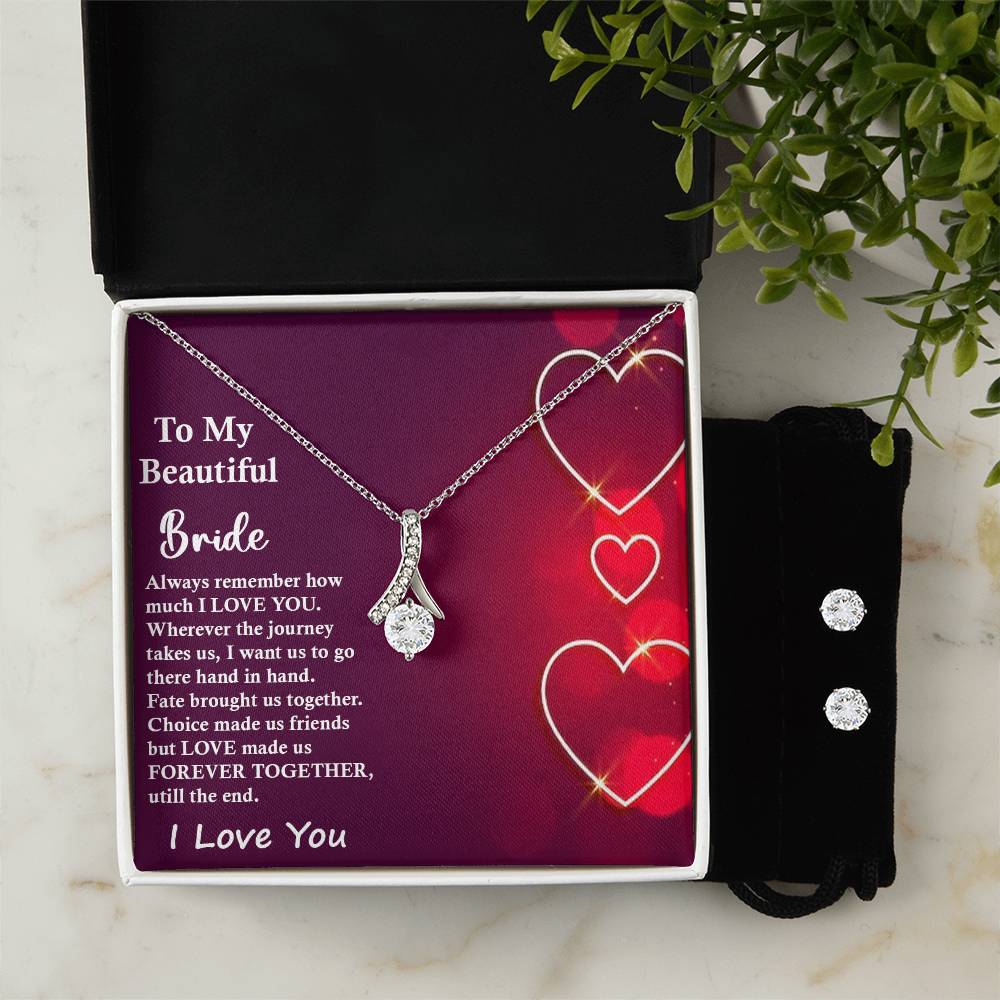 Alluring Beauty, Necklace and Earring Set, To My Beautiful Bride, I Love You, Valentine's Day - YERTIZZ.COM
