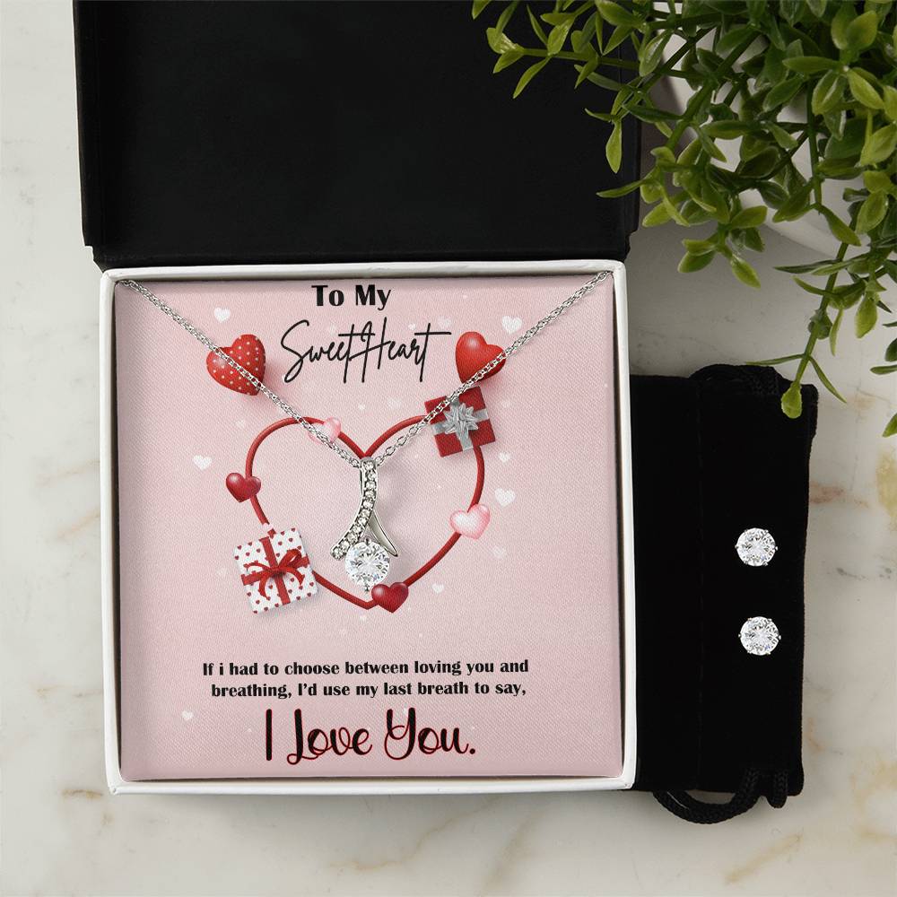 Alluring Beauty, Necklace and Earring Set, To My Sweetheart, I Love You, Valentine's Day - YERTIZZ.COM