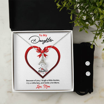 Alluring Beauty Necklace Earring Set, To My Daughter, Happy Valentine's Day - YERTIZZ.COM