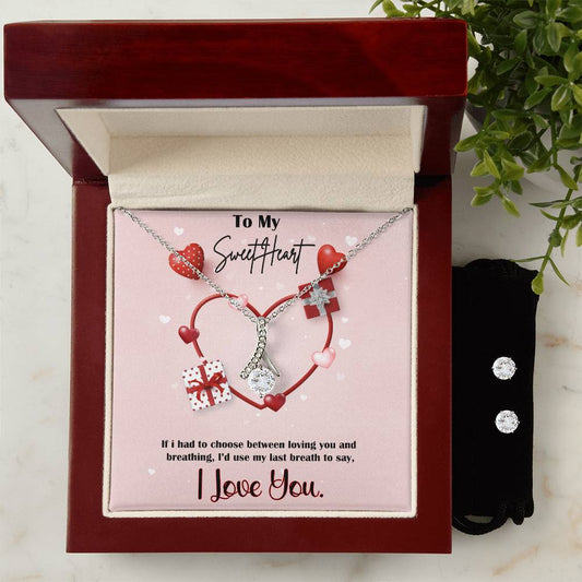 Alluring Beauty, Necklace and Earring Set, To My Sweetheart, I Love You, Valentine's Day