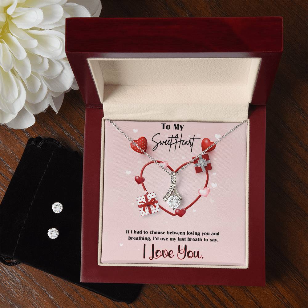 Alluring Beauty, Necklace and Earring Set, To My Sweetheart, I Love You, Valentine's Day - YERTIZZ.COM