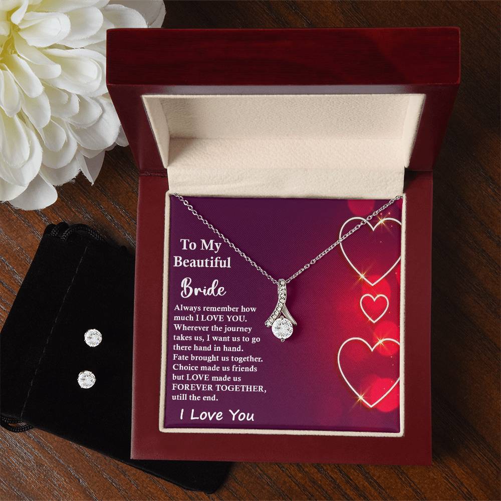 Alluring Beauty, Necklace and Earring Set, To My Beautiful Bride, I Love You, Valentine's Day - YERTIZZ.COM