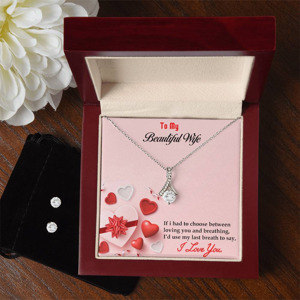 Alluring Beauty Necklace Earring Set, To My Beautiful Wife, Valentines - YERTIZZ.COM