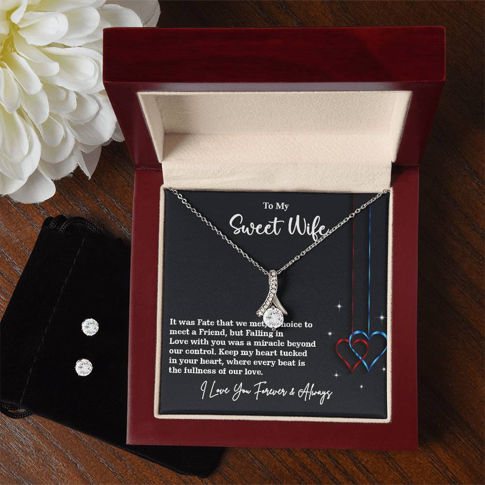 Alluring Beauty, Necklace and Earring Set, To My Sweet Wife, I Love You, Valentine's Day - YERTIZZ.COM