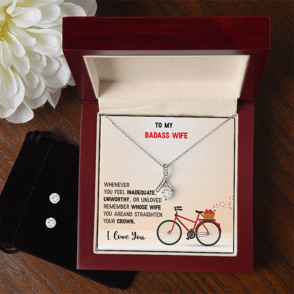 Alluring Beauty, Necklace and Earring Set, To My Bad Ass Wife, I Love You, Valentine's Day - YERTIZZ.COM