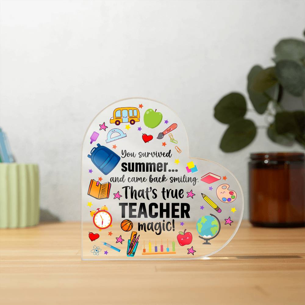 Teacher Appreciation Acrylic Heart – You Teach With Heart Quote