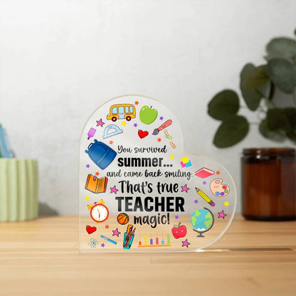 Teacher Appreciation Acrylic Heart – You Teach With Heart Quote
