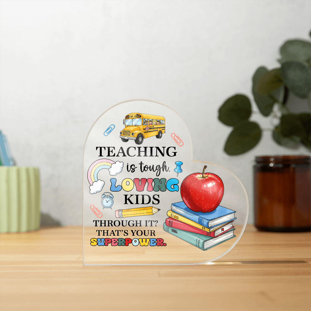 Whimsical Teacher Gift – Chaos and Patience Quote Heart Decor