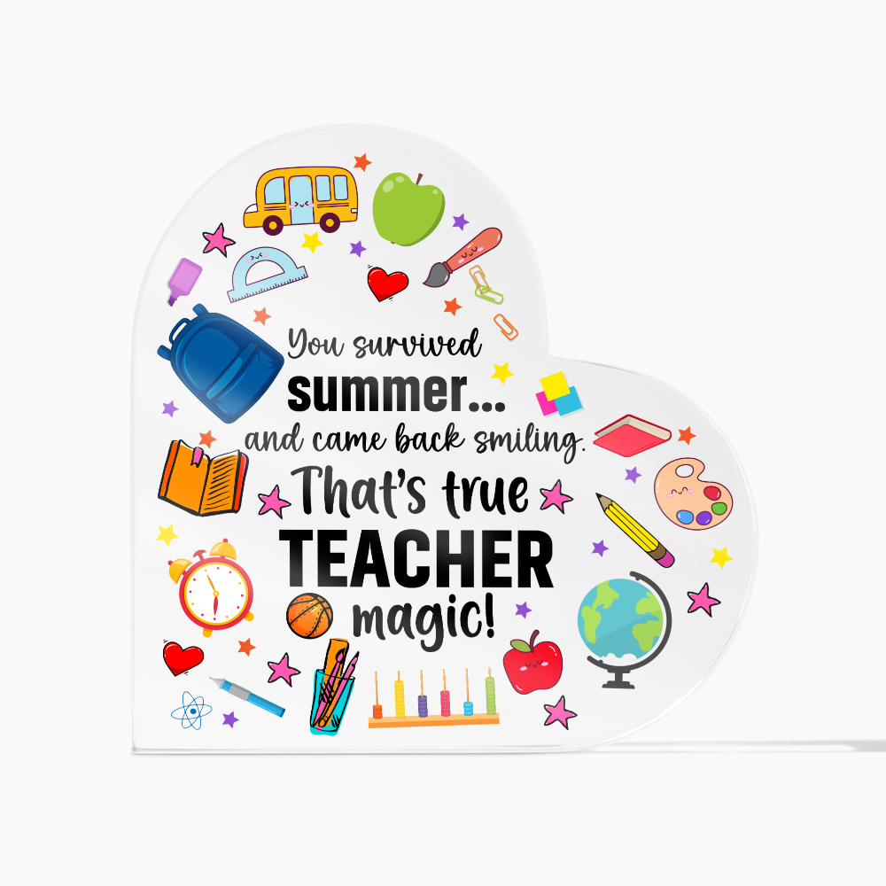 Teacher Appreciation Acrylic Heart – You Teach With Heart Quote