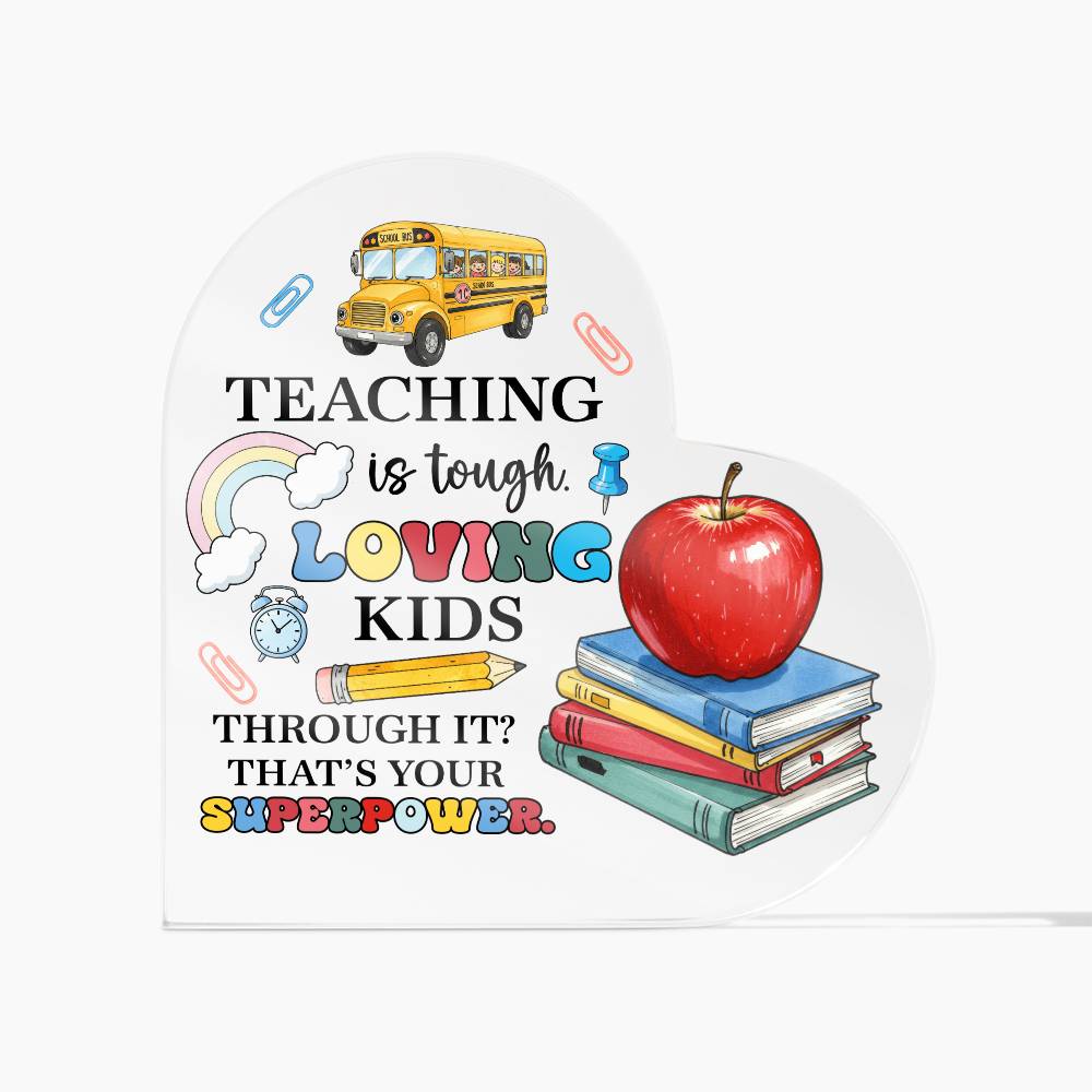 Whimsical Teacher Gift – Chaos and Patience Quote Heart Decor