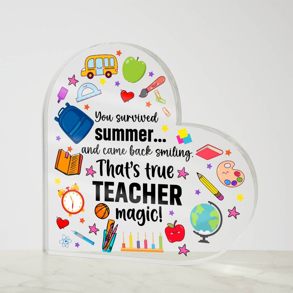 Teacher Appreciation Acrylic Heart – You Teach With Heart Quote