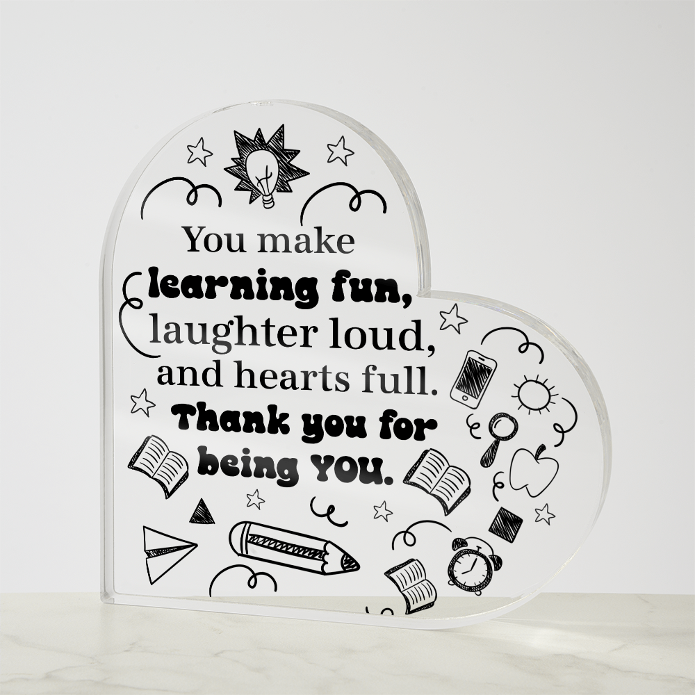 Custom Acrylic Heart for Teachers – End of Year Thank You Gift