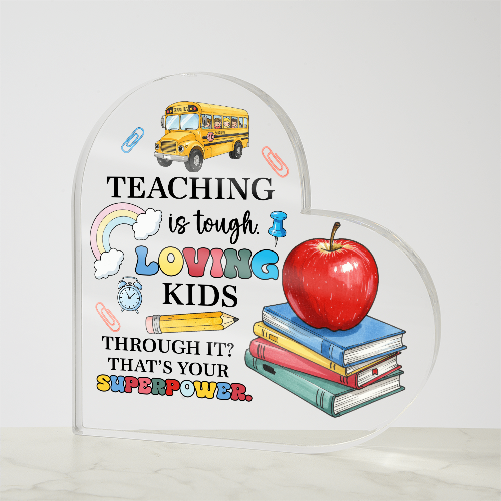 Whimsical Teacher Gift – Chaos and Patience Quote Heart Decor