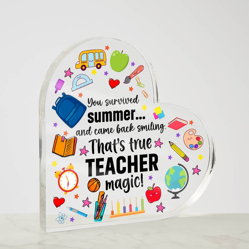Teacher Appreciation Acrylic Heart – You Teach With Heart Quote