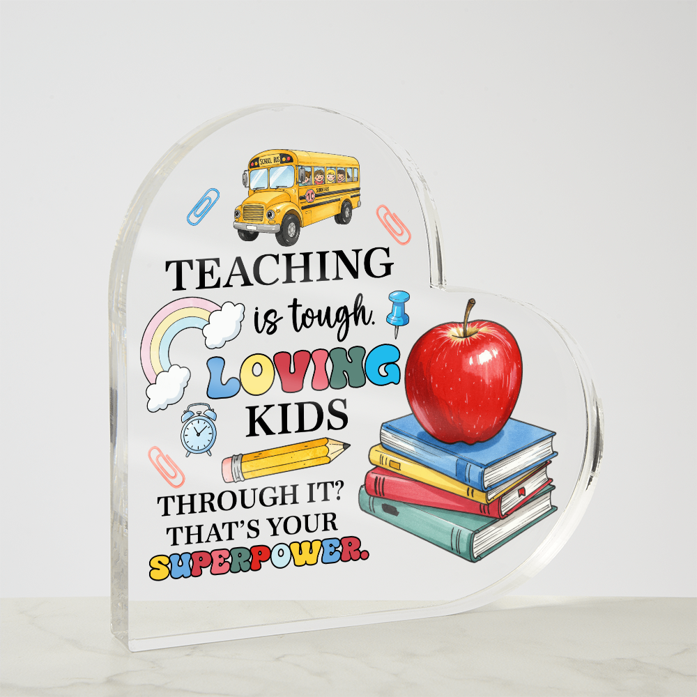 Whimsical Teacher Gift – Chaos and Patience Quote Heart Decor