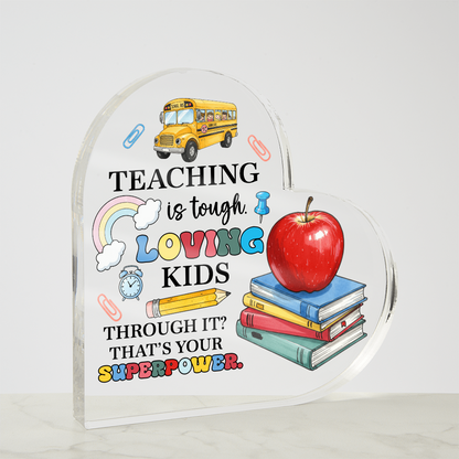 Whimsical Teacher Gift – Chaos and Patience Quote Heart Decor