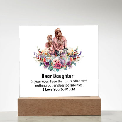 Dear Daughter, I Love You So Much, Square Acrylic Plaque - YERTIZZ.COM