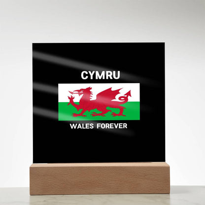 Square Acrylic Plaque, Cymru, Wales Forever - YERTIZZ.COM