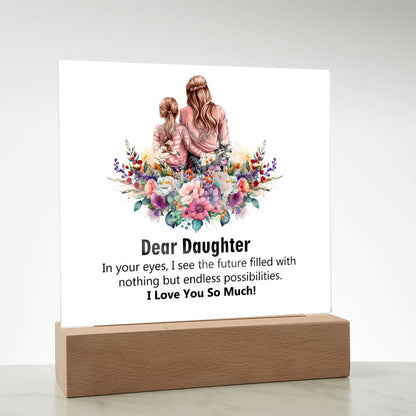 Dear Daughter, I Love You So Much, Square Acrylic Plaque - YERTIZZ.COM