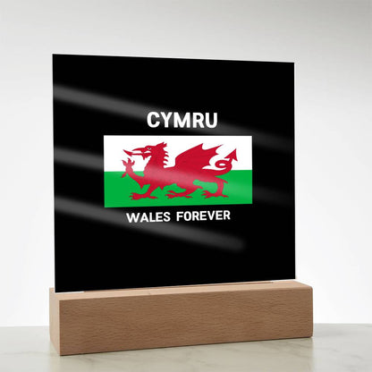 Square Acrylic Plaque, Cymru, Wales Forever - YERTIZZ.COM