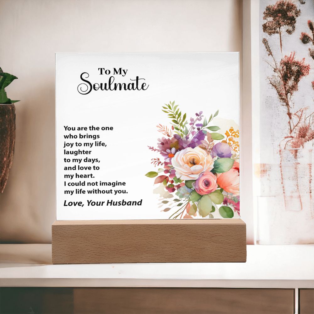To My Soulmate, Love, Your Husband, Square Acrylic Plaque - YERTIZZ.COM