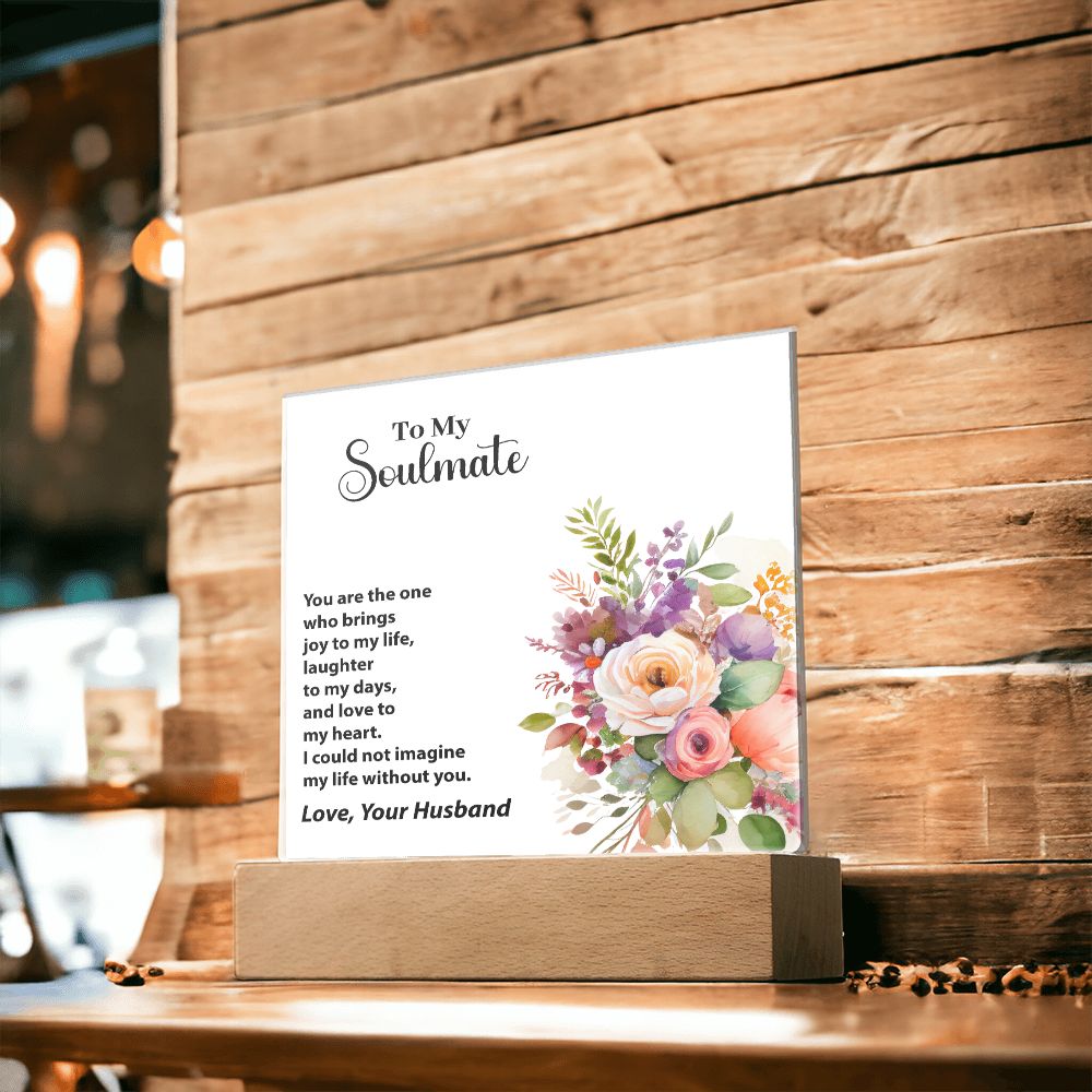 To My Soulmate, Love, Your Husband, Square Acrylic Plaque - YERTIZZ.COM