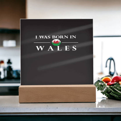 Square Acrylic Plaque, I Was Born In Wales - YERTIZZ.COM
