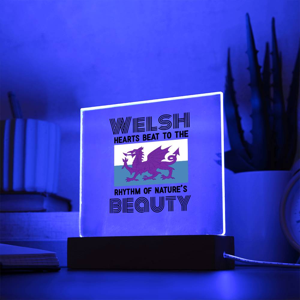 Square Acrylic Plaque, Welsh Hearts Beat To The Rhythm Of Nature's Beauty - YERTIZZ.COM