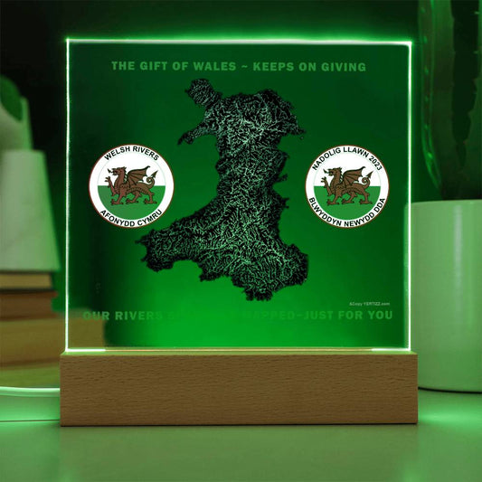 Square Acrylic Plaque, Welsh Rivers, Mapped Just For You