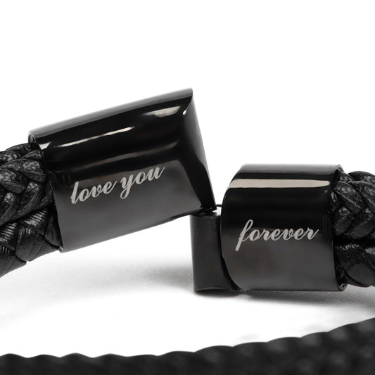 Love You Forever, Men's Engraved Vegan Leather Bracelet, Father, Husband, Son, Dad