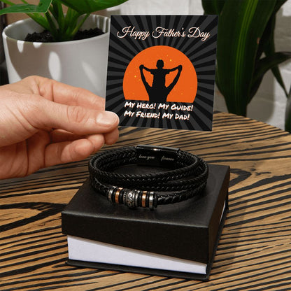 Love You Forever, Men's Engraved Vegan Leather Bracelet, Father, Husband, Son, Dad - YERTIZZ.COM