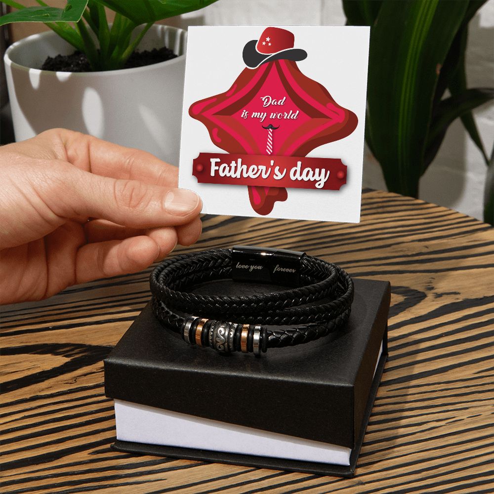Vegan Leather Bracelet, Love You Forever Dad, Engraved - YERTIZZ.COM