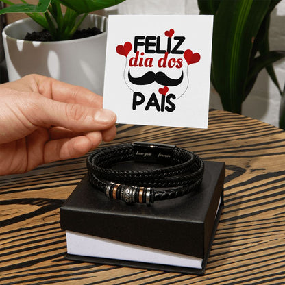 Vegan Leather Bracelet, Love You Forever Dad, Engraved - YERTIZZ.COM