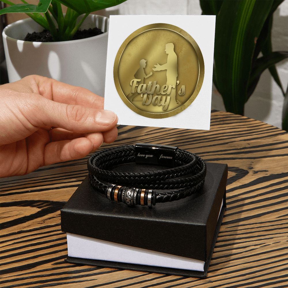 Love You Forever, Men's Leather Bracelet, Vegan, Engraved, Father, Husband, Son, Dad - YERTIZZ.COM