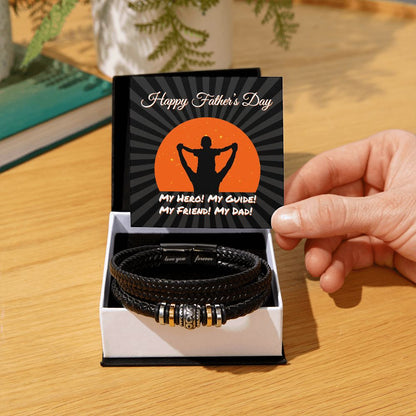 Love You Forever, Men's Engraved Vegan Leather Bracelet, Father, Husband, Son, Dad - YERTIZZ.COM