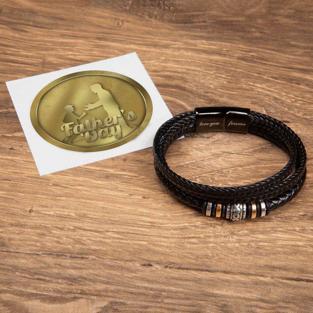 Love You Forever, Men's Leather Bracelet, Vegan, Engraved, Father, Husband, Son, Dad - YERTIZZ.COM