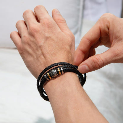Vegan Leather Bracelet, Love You Forever Dad, Engraved - YERTIZZ.COM