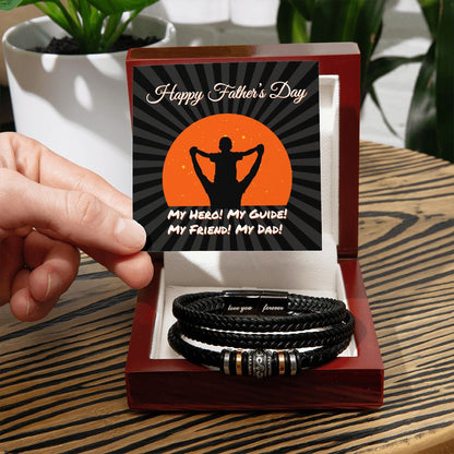 Love You Forever, Men's Engraved Vegan Leather Bracelet, Father, Husband, Son, Dad - YERTIZZ.COM