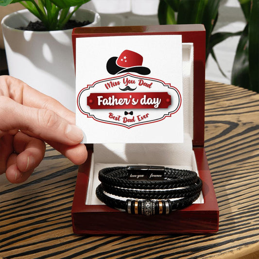 Vegan Leather Bracelet, Love You Forever Dad, Engraved