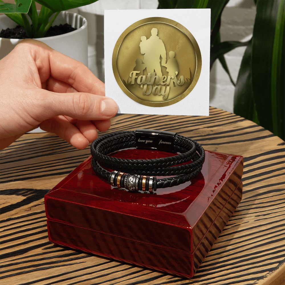 Love You Forever, Men's Engraved Vegan Leather Bracelet, Father, Husband, Son, Dad - YERTIZZ.COM