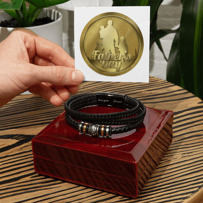 Love You Forever, Men's Engraved Vegan Leather Bracelet, Father, Husband, Son, Dad - YERTIZZ.COM