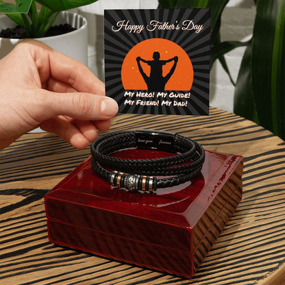 Love You Forever, Men's Engraved Vegan Leather Bracelet, Father, Husband, Son, Dad - YERTIZZ.COM