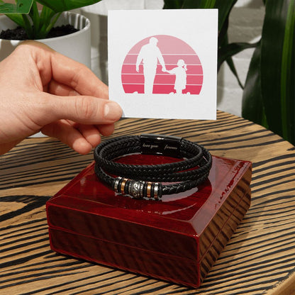 For Father, Vegan Leather Bracelet, Love You Forever Dad, Engraved - YERTIZZ.COM