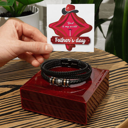 Vegan Leather Bracelet, Love You Forever Dad, Engraved - YERTIZZ.COM