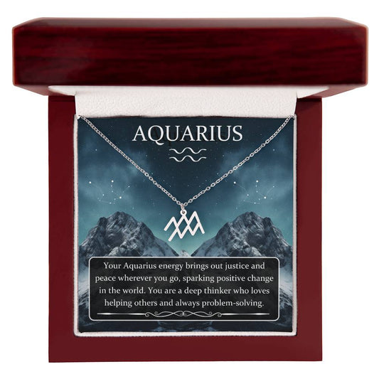 Aquarius, Zodiac, Sign, Astrological Pendant, Necklace