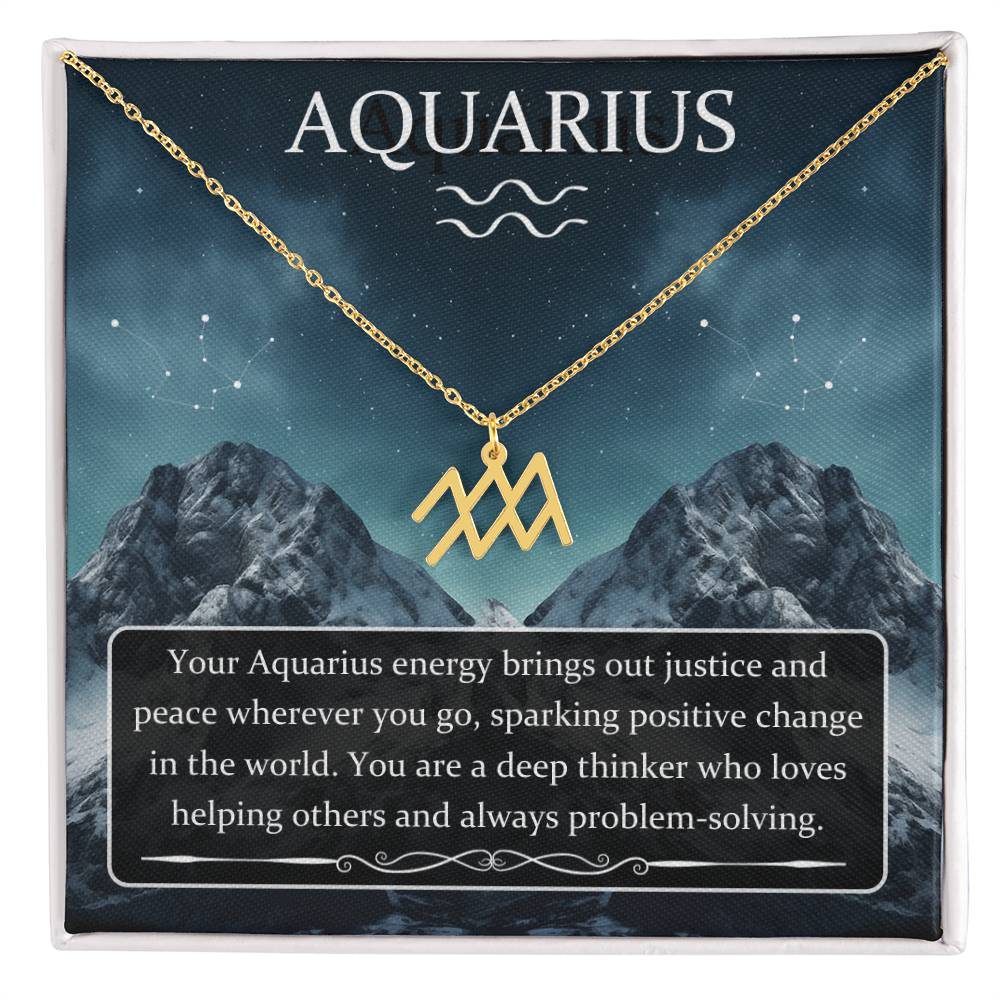 Aquarius, Zodiac, Sign, Astrological Pendant, Necklace - YERTIZZ.COM